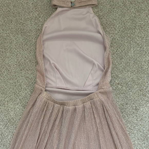 Show Me Your MuMu Collete Collar Metallic Mauve Halter Maxi Dress. Sz XS. - Picture 6 of 9